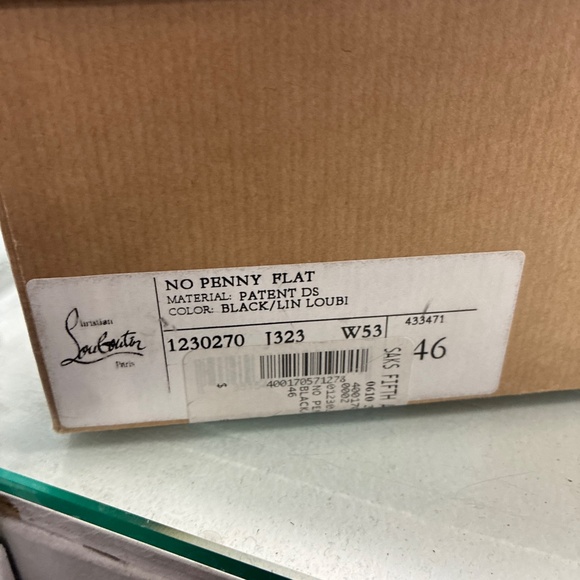 CHRISTIAN LOUBOUTIN Penny Flat Black Patent Leather Loafers SZ 46 Pre Owned Used - Picture 2 of 16